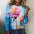 T-shirts Rétro Floral Printemps / Automne Polyester Quotidien Coupe Régulière Col Rond Régulier Trapèze pour Femmes