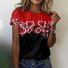T-shirts Femmes Rétro Floral Été Micro-élasticité Quotidien Coupe Régulière Manches Courtes Régulier Régulier