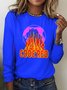 T-shirts Rétro Printemps / Automne Plaid Polyester Quotidien Coupe Régulière Manches Longues Col Rond Trapèze pour Femmes