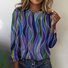 T-shirts Géométrique Décontracté Printemps / Automne Polyester Quotidien Coupe Régulière Manches Longues Trapèze Régulier pour Femmes