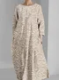 Femmes impression en 3D Gruau Col Rond Confortable Robe Maxi Rétro