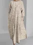 Femmes impression en 3D Gruau Col Rond Confortable Robe Maxi Rétro