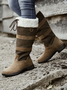 Rembourré de Coton Bottes Décontracté Hiver Contrasté Couture Polyester Vacances Bottes de Neige Bout Rond Caoutchouc à Enfiler pour Femmes