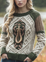 Pulls Décontracté Imprimé d'Animal Printemps / Automne Micro-élasticité Quotidien Coupe Régulière Manches Longues Col Rond Laine/Tricot pour Femmes