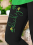Pantalons De Yoga Décontracté Toutes Les Saisons Lettres de texte Imprimé à Haute Élasticité Jersey Long Legging Droit pour Femmes