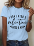 T-shirts Décontracté Été Lettres de texte Coton Quotidien Ample Manches Courtes Col Rond Droit pour Femmes