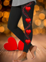 Pantalons De Yoga Femmes Décontracté Toutes Les Saisons Coeur/cordé Imprimé à Haute Élasticité Quotidien Serré Jersey Long