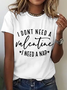 T-shirts Décontracté Été Lettres de texte Coton Quotidien Ample Manches Courtes Col Rond Droit pour Femmes