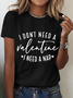 T-shirts Décontracté Été Lettres de texte Coton Quotidien Ample Manches Courtes Col Rond Droit pour Femmes