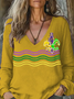T-shirts Floral Décontracté Printemps / Automne Col V Imprimé Aucune élasticité Quotidien Manches Longues T.-N.-L. pour Femmes