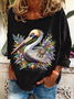 Sweat-shirts Décontracté Imprimé d'Animal Printemps / Automne Polyester Imprimé Manches Longues Régulier Droit Régulier pour Femmes