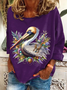 Sweat-shirts Décontracté Imprimé d'Animal Printemps / Automne Polyester Imprimé Manches Longues Régulier Droit Régulier pour Femmes
