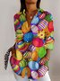 Chemises Géométrique Décontracté Printemps / Automne Polyester Micro-élasticité Vacances Coupe Régulière Manches Longues Trapèze pour Femmes