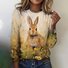 T-shirts Femmes Rétro Printemps / Automne Plaid Micro-élasticité Quotidien Manches Longues Col Rond Régulier Trapèze