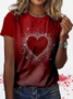 T-shirts Femmes Décontracté Été Coeur/cordé Quotidien Ample Jersey Col Rond Régulier Droit