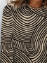 T-shirts Décontracté Printemps / Automne Abstrait Rayé Imprimé Micro-élasticité Ample Jersey Col Rond Régulier pour Femmes