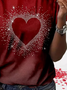 T-shirts Femmes Décontracté Été Coeur/cordé Quotidien Ample Jersey Col Rond Régulier Droit