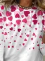 T-shirts Femmes Décontracté Printemps / Automne Coeur/cordé Quotidien Ample Jersey Col Rond Régulier Droit