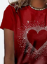T-shirts Femmes Décontracté Été Coeur/cordé Quotidien Ample Jersey Col Rond Régulier Droit