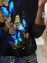 T-shirts Décontracté Printemps / Automne Papillon Imprimé Jersey Col Rond Régulier Droit Régulier pour Femmes