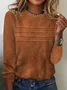 T-shirts Rayé Décontracté Printemps / Automne Ample Jersey Manches Longues Col Rond Régulier Droit pour Femmes