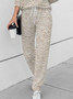 Deux Pièces Ensembles Femmes Décontracté Floral Printemps / Automne Cordon de Serrage Micro-élasticité Quotidien Taille Moyenne Manches Longues Top Avec Pantalons
