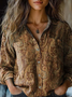 Chemises Femmes Ethnique Motif Cachemire Printemps / Automne Polyester Micro-élasticité Manches Longues Col Châle Régulier Droit