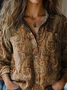 Chemises Femmes Ethnique Motif Cachemire Printemps / Automne Polyester Micro-élasticité Manches Longues Col Châle Régulier Droit