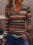 T-shirts Femmes Rayé Décontracté Printemps / Automne Imprimé Aucune élasticité Coupe Régulière Jersey Manches Longues Régulier