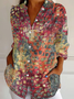 Chemises Femmes Décontracté Printemps / Automne Multicolore Bloc Micro-élasticité Manches Longues Col Châle Régulier Droit Mélange de lin