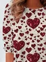 T-shirts Décontracté Printemps / Automne Coeur/cordé Imprimé Quotidien Jersey Manches Longues Régulier Non pour Femmes