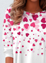 T-shirts Décontracté Printemps / Automne Coeur/cordé Imprimé Aucune élasticité Quotidien Manches Longues Régulier 2025POD pour Femmes