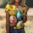 T-shirts Femmes Décontracté Floral Été Coton Micro-élasticité Vacances Manches Courtes Col Rond Régulier
