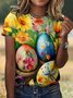 T-shirts Femmes Décontracté Floral Été Coton Micro-élasticité Vacances Manches Courtes Col Rond Régulier