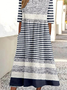 Femmes Rayé Comme Image Col Rond Confortable Robe Maxi Rétro