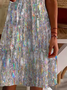 Femmes Ombre Comme Image Col V Confortable Robe de Longueur Au Genou Décontracté