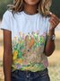 T-shirts Décontracté Floral Été Polyester Vacances Coupe Régulière Col Rond Trapèze Régulier pour Femmes