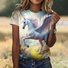 T-shirts Décontracté Imprimé d'Animal Été Coton Micro-élasticité Vacances Manches Courtes Col Rond Trapèze pour Femmes