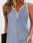 Femmes Rayé Bleu Entaillé Confortable Imprimé Mini Robe Décontracté