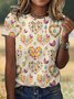 T-shirts Femmes Géométrique Décontracté Été Polyester Vacances Coupe Régulière Col Rond Trapèze Régulier