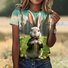 T-shirts Femmes Décontracté Imprimé d'Animal Été Polyester Micro-élasticité Vacances Manches Courtes Col Rond Régulier