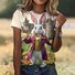 T-shirts Femmes Décontracté Imprimé d'Animal Été Coton Micro-élasticité Vacances Coupe Régulière Manches Courtes Trapèze