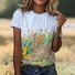 T-shirts Décontracté Floral Été Polyester Vacances Coupe Régulière Col Rond Trapèze Régulier pour Femmes