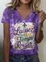 T-shirts Femmes Décontracté Ombre Été Polyester Vacances Coupe Régulière Manches Courtes Régulier Trapèze