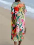 Femmes Psychédélique Art Violet Col V Confortable Robe Maxi Rétro
