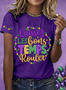 T-shirts Femmes Décontracté Été Lettres de texte Polyester Micro-élasticité Vacances Manches Courtes Col Rond Trapèze