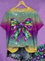T-shirts Décontracté Ombre Été Polyester Vacances Coupe Régulière Manches Courtes Régulier Régulier pour Femmes