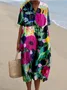 Femmes Psychédélique Art Violet Col V Confortable Robe Maxi Rétro