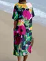 Femmes Psychédélique Art Violet Col V Confortable Robe Maxi Rétro