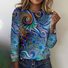 T-shirts Géométrique Décontracté Printemps / Automne Coton Micro-élasticité Col Rond Régulier Trapèze Régulier pour Femmes